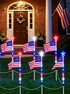 Independence Day Solar Lights with 8 Lighting Modes LED Patriotic Pathway Lights IP65 Waterproof for Outdoor Yard Garden 250th Anniversary Decor