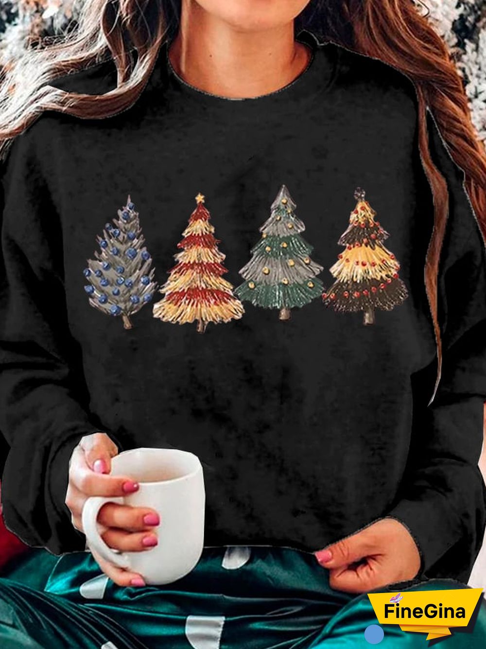 Women's Christmas Tree Print Casual Sweatshirt