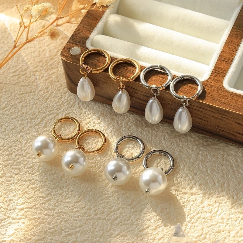 1 Pair Classical Cute Baroque Style Geometric 304 Stainless Steel Imitation Pearl 14K Gold Plated Drop Earrings