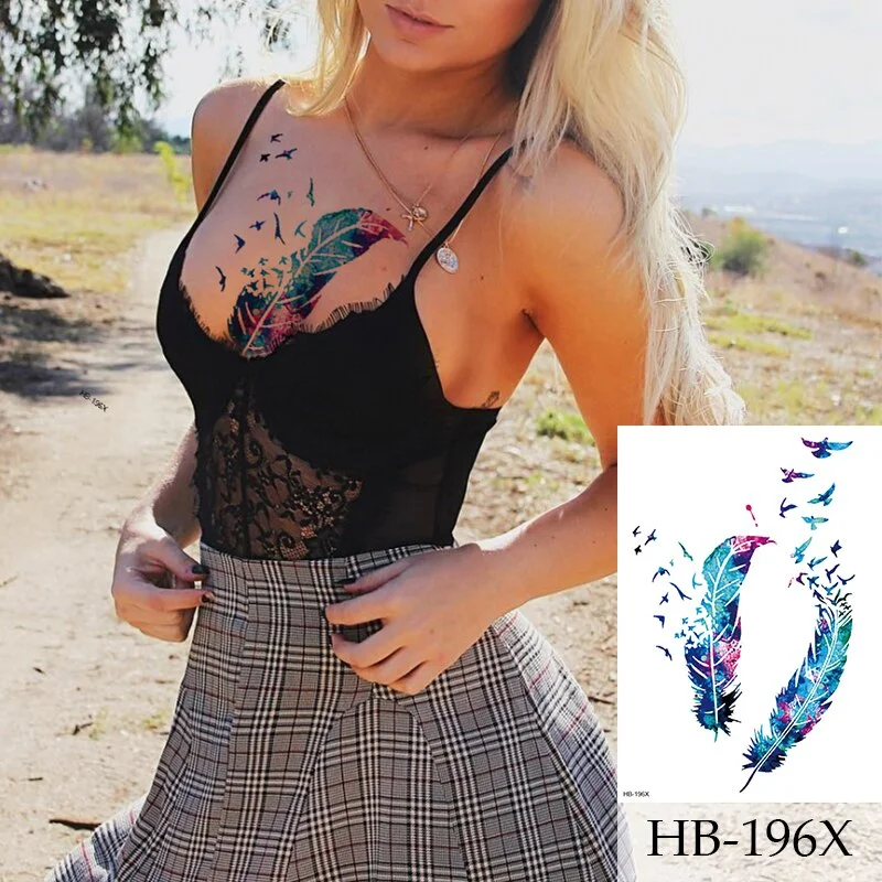 Breast Arm Sleeve Tattoo Women Sexy Back Stickers Body Art Flower Snake Leaves Pattern Sexy Tattoos