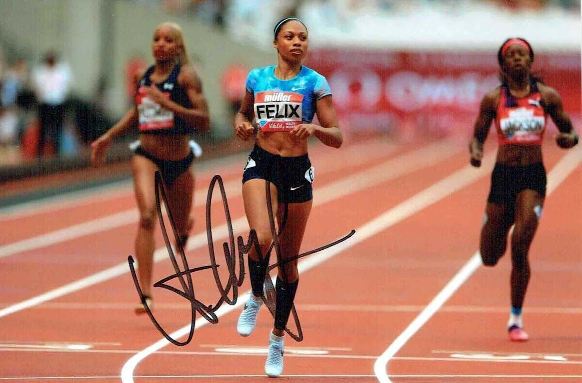 Allyson FELIX Autograph Signed Photo Poster painting E AFTAL COA USA Athlete Gold Medal Olympics