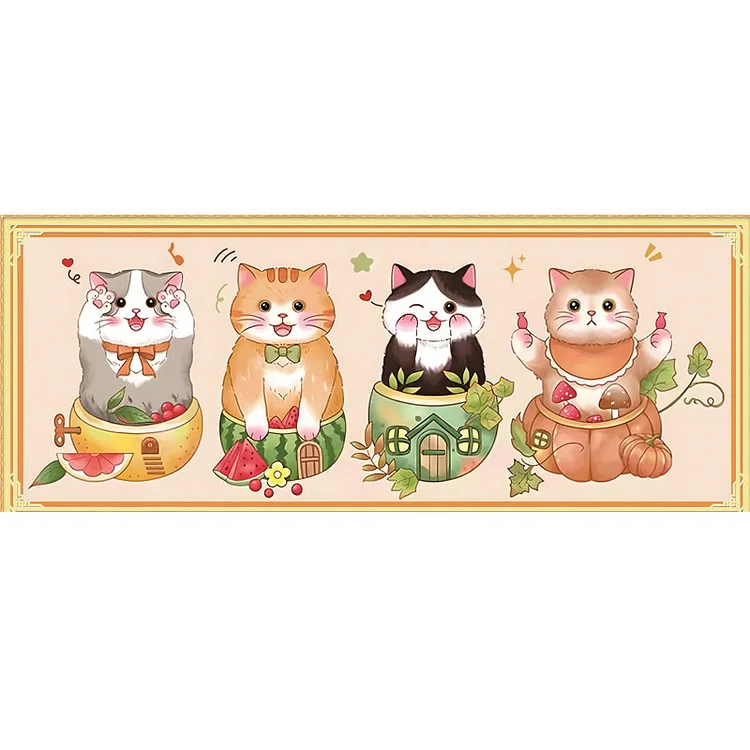 【Mona Lisa Brand】 Cats 11CT Stamped Cotton/Silk Cross Stitch 98*42CM(38.58*16.54 in)