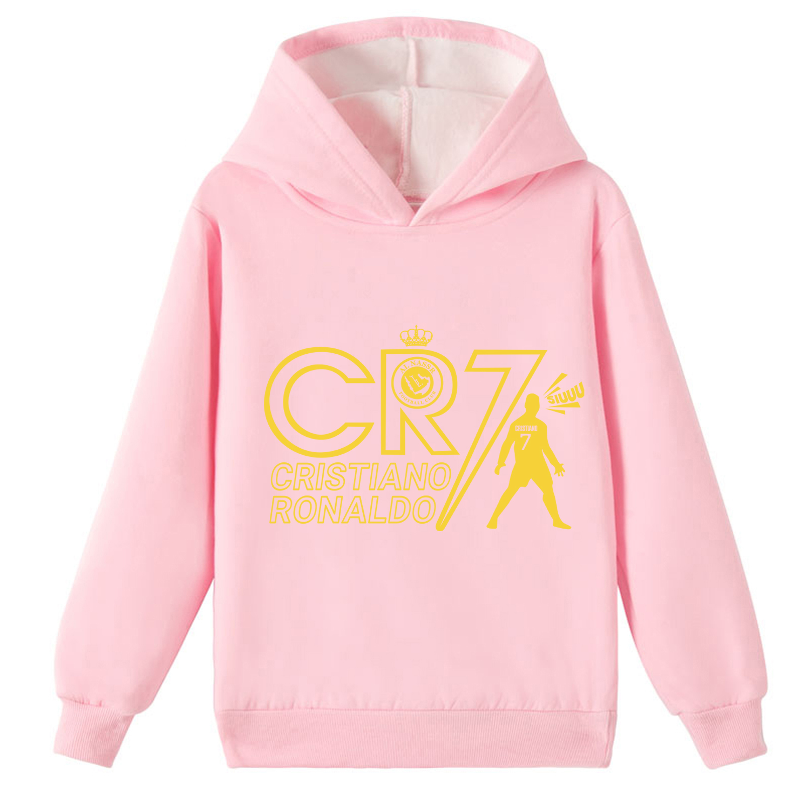 Mayoulove Unisex Cristiano Ronaldo Fleece Hoodie for Kids - Perfect Sportswear for Boys & Girls, Trendy and Comfortable-Mayoulove
