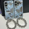 Suitable For iPhone 16/15 Series Mirror Butterfly Bead Chain Mobile Phone Case