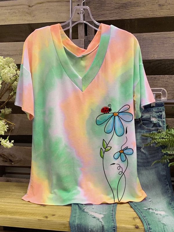 Cotton-Blend Short Sleeve Casual T-Shirt & Top