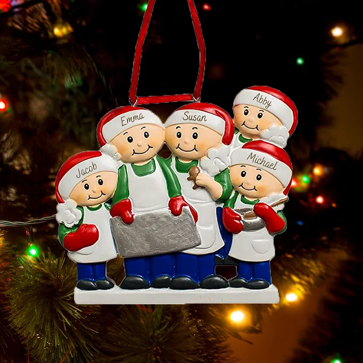 Family of 5 Personalized Baking Family Christmas Ornament