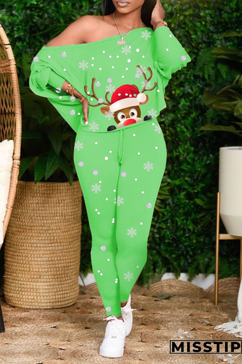 Black Casual Print Patchwork Off the Shoulder Long Sleeve Two Pieces