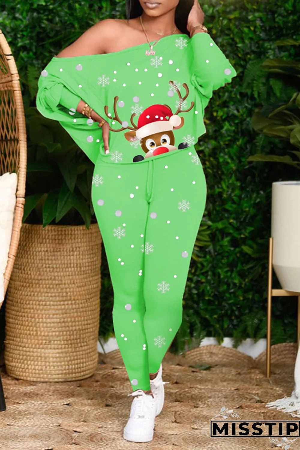 Black Casual Print Patchwork Off the Shoulder Long Sleeve Two Pieces