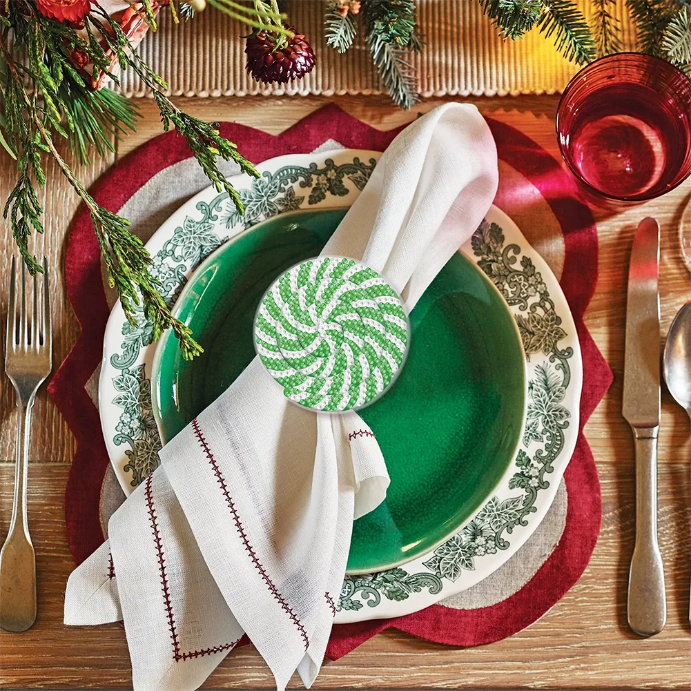 2Pcs Spiral Diamond Painting Napkin Ring Diamond Art Napkin Holder for Table