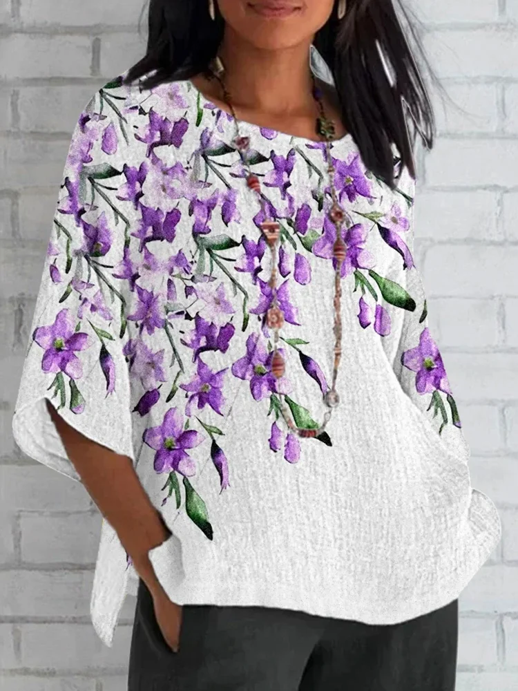 Women's Alzheimer's Purple Floral Casual Top