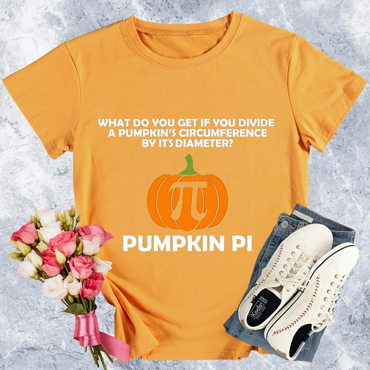 Fall Pumpkin Math Pi Round Neck T-shirt