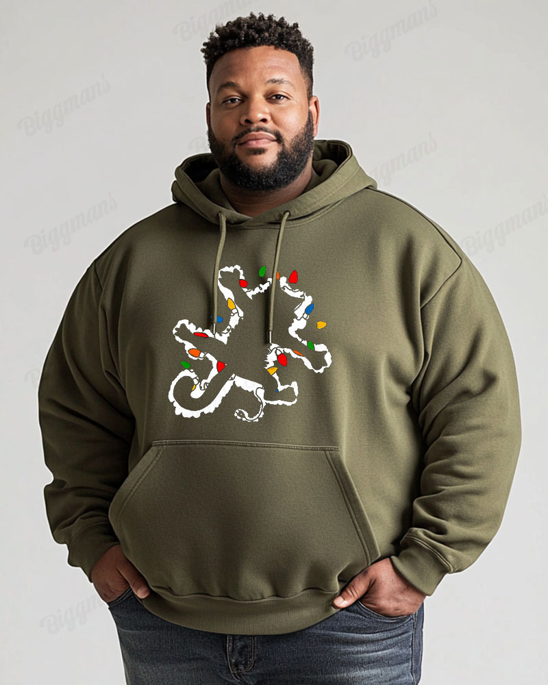 Cotton Material-colored Lights Down Cat Printing Men's Loose Oversized Hoodie
