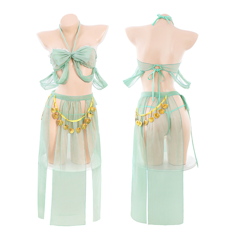 Lovingerie - Ancient Style Butterfly Strap Sheer Lace Dress Set