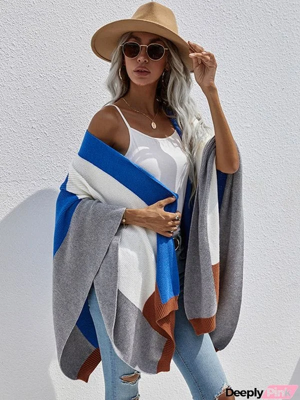 Original Creation Contrast Color Striped Sweater Tops Cardigan Coats