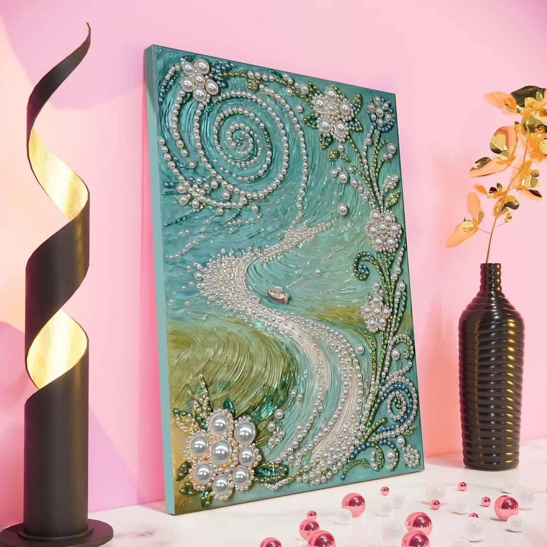 Path DIY Pearl Diamond Art Kits for Adults Home Decor With Frame 30x40cm