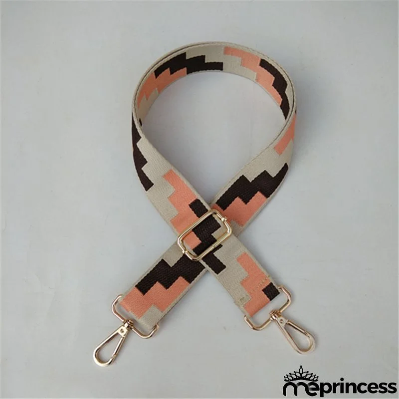 Women Fashion Color Block Adjustable Decompression Replacement Long Strap Bag Accessories