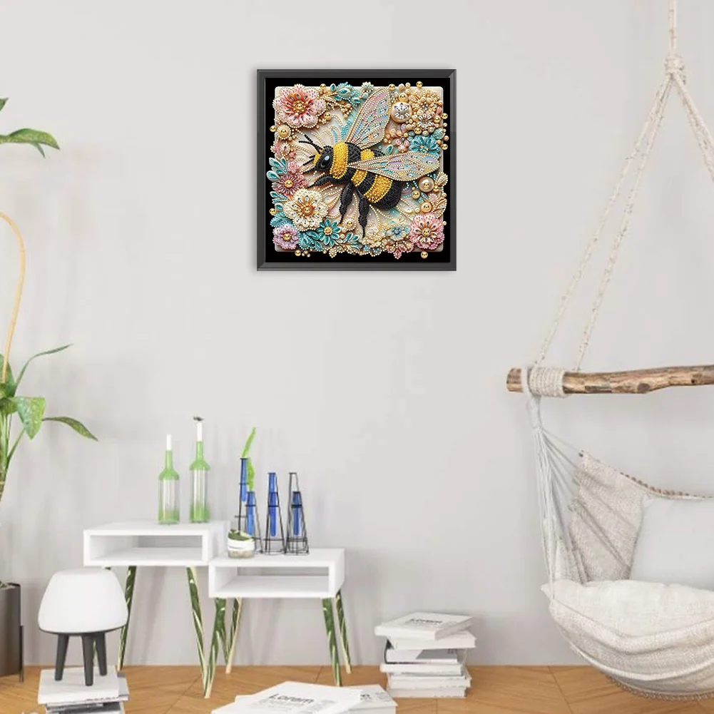 Diamond Painting - Partial Special Shaped Drill - Bee(Canvas|30*30cm)