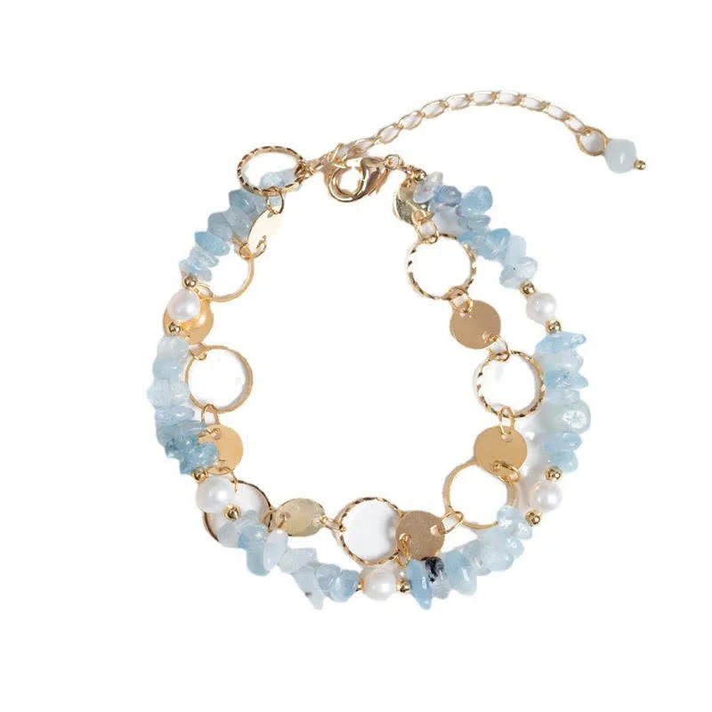 Aquamarine Pearl Healing Stone Bracelet