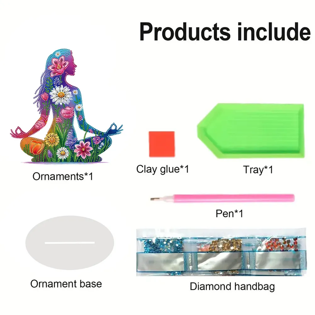 5D DIY Acrylic Special Shape Sitting Yoga Woman Diamond Painting Desktop Ornaments