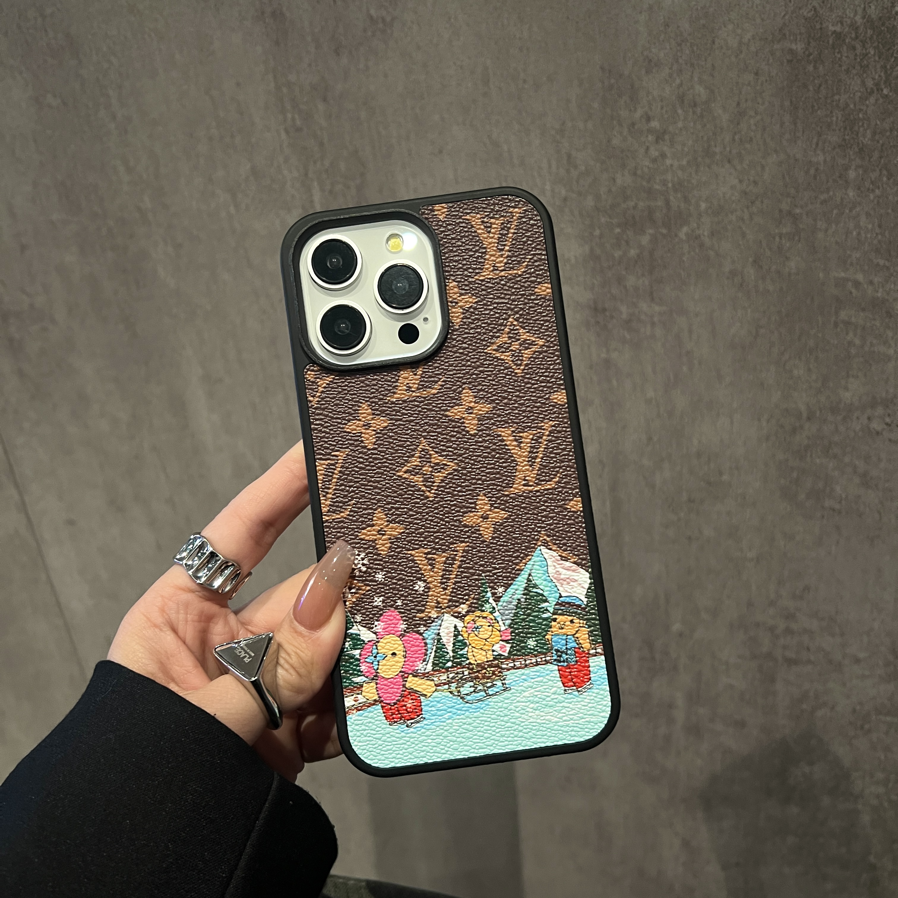 LV Vivian canvas leather Apple iPhone case