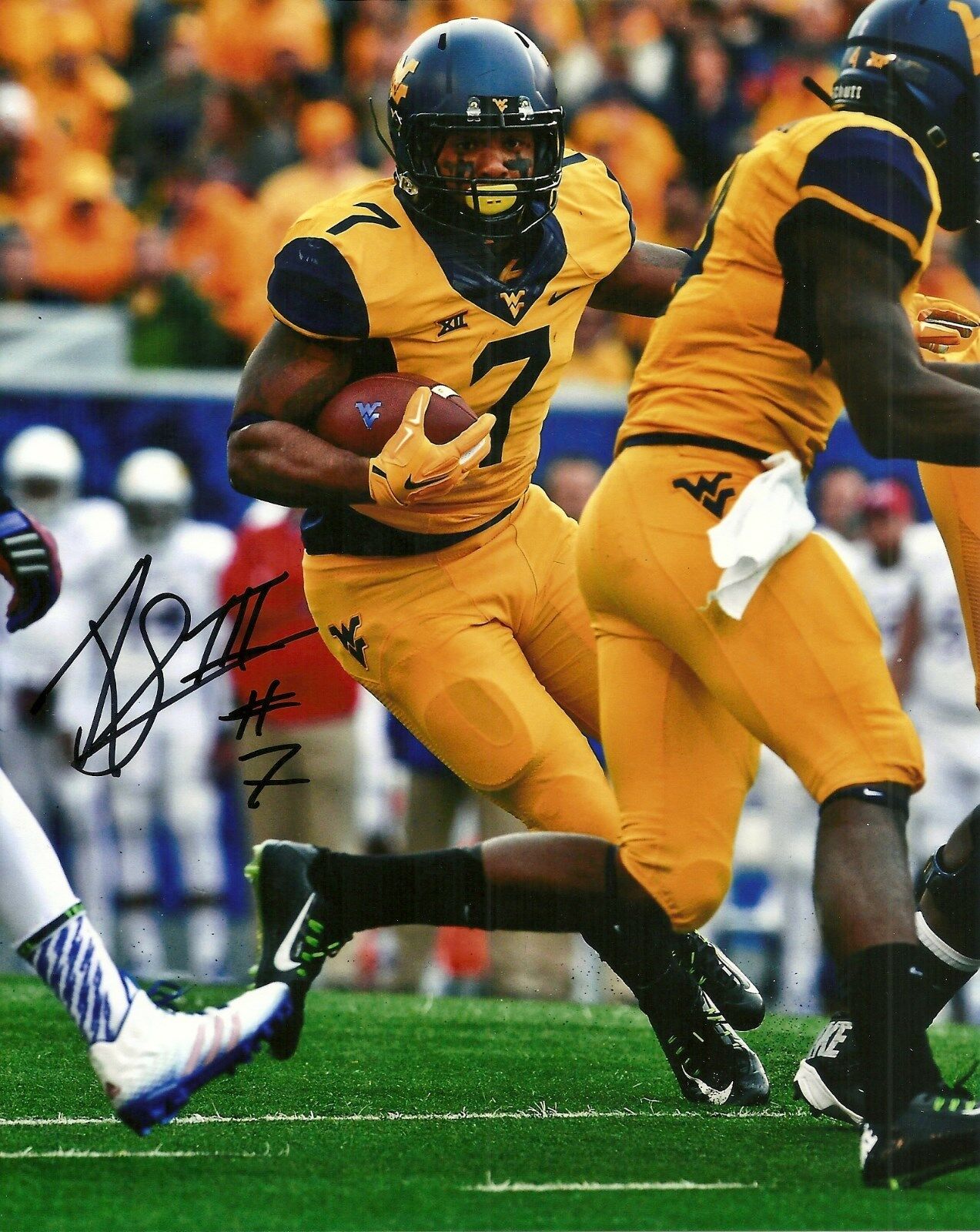 RUSHEL SHELL HAND SIGNED WEST VIRGINIA MOUNTAINEERS 8X10 Photo Poster painting W/COA