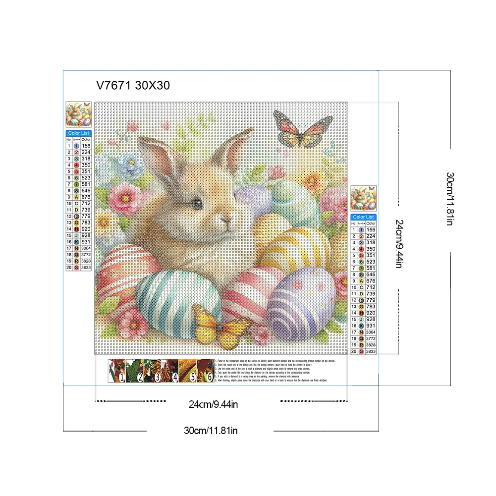 Diamond Painting - Full Round Drill - Easter Bunny(Canvas|30*30cm)