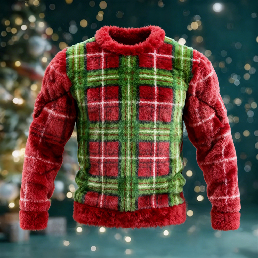 Christmas Plaid Design Men's Flannel Sweatshirt elevenforest