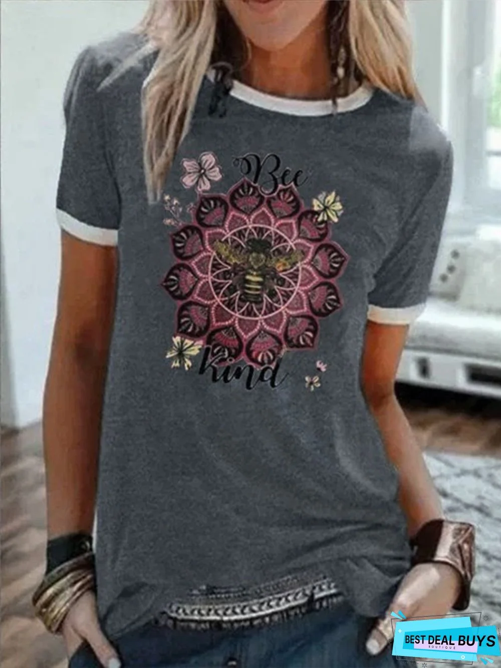 Plus Size Casual Short Sleeve Crew Neck T-shirt