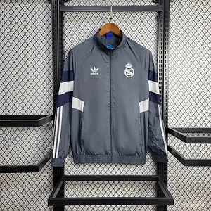 2025/2026 Real Madrid Jacket Grey Windbreaker Soccer Jersey 1:1 Thai Quality