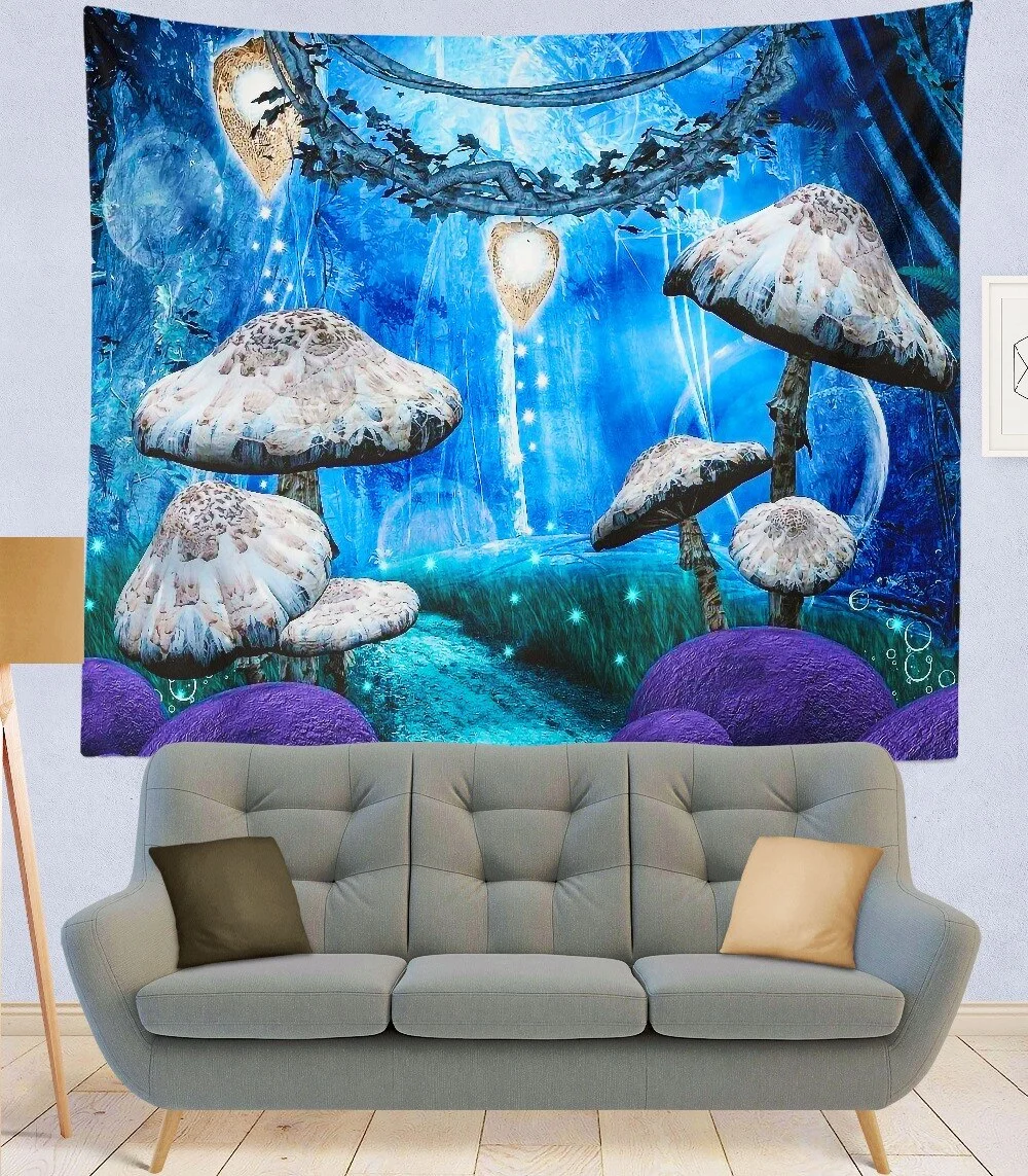 India Mandala Tapestry purple mushroom Wall Hanging Boho Decor Wall Cloth Tapestries Psychedelic Hippie Mandala Wall Carpet