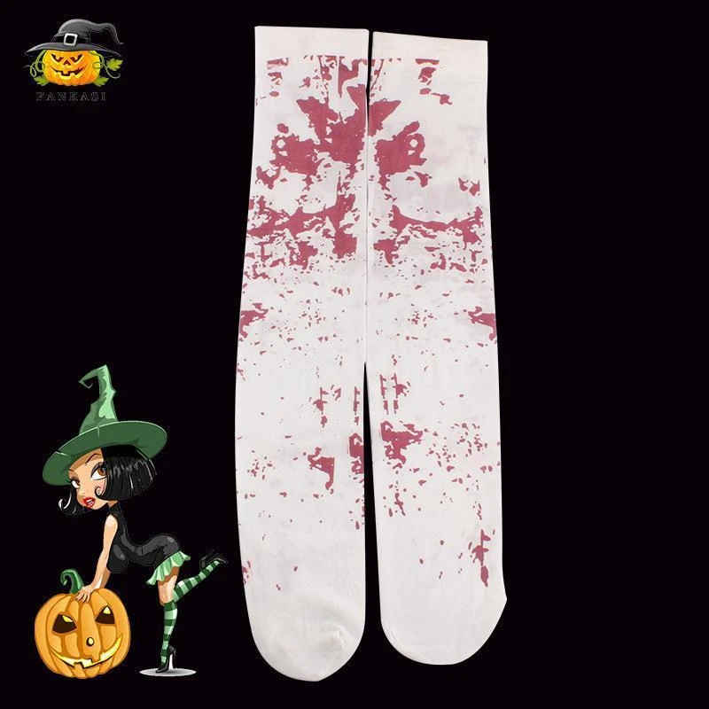  thdmladies Halloween Skull Bone Nurse Bleeding Stockings thedmladies