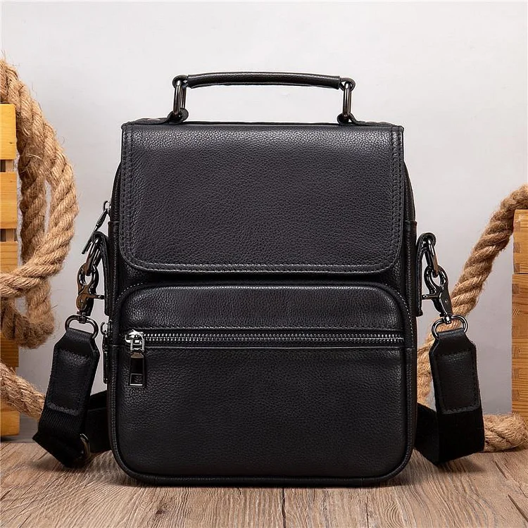 Mens Classic Business Casual Briefcase Handbagas Leather Shoulder Packs