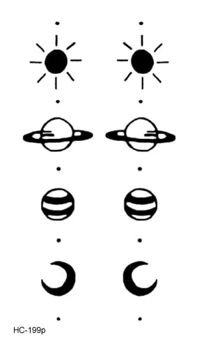 1 PC Geometric Planet Fashion Women Temporary Tattoo Sticker Water Transfer Tattoo Minimalist Small Sun Moon Design Fake Tattoo