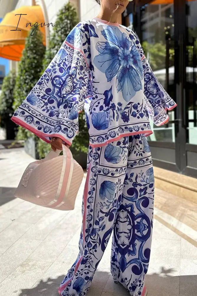 Ingvn - Bohemian College Floral Patchwork O Neck Long Sleeve Two Pieces Multicolor / S