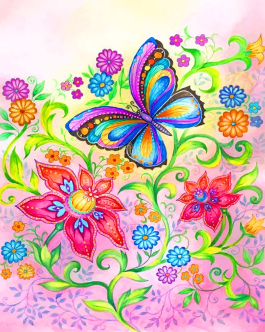 

Flowers And Butterfly – Paint By Numbers - 40*50CM, 501 Original