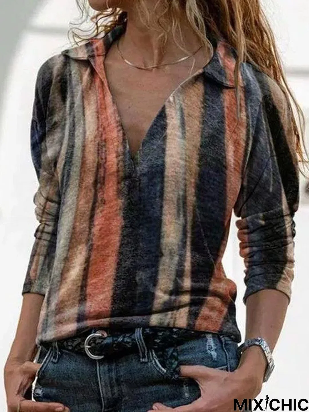 Casual Long Sleeve Patchwork Sweatshirt