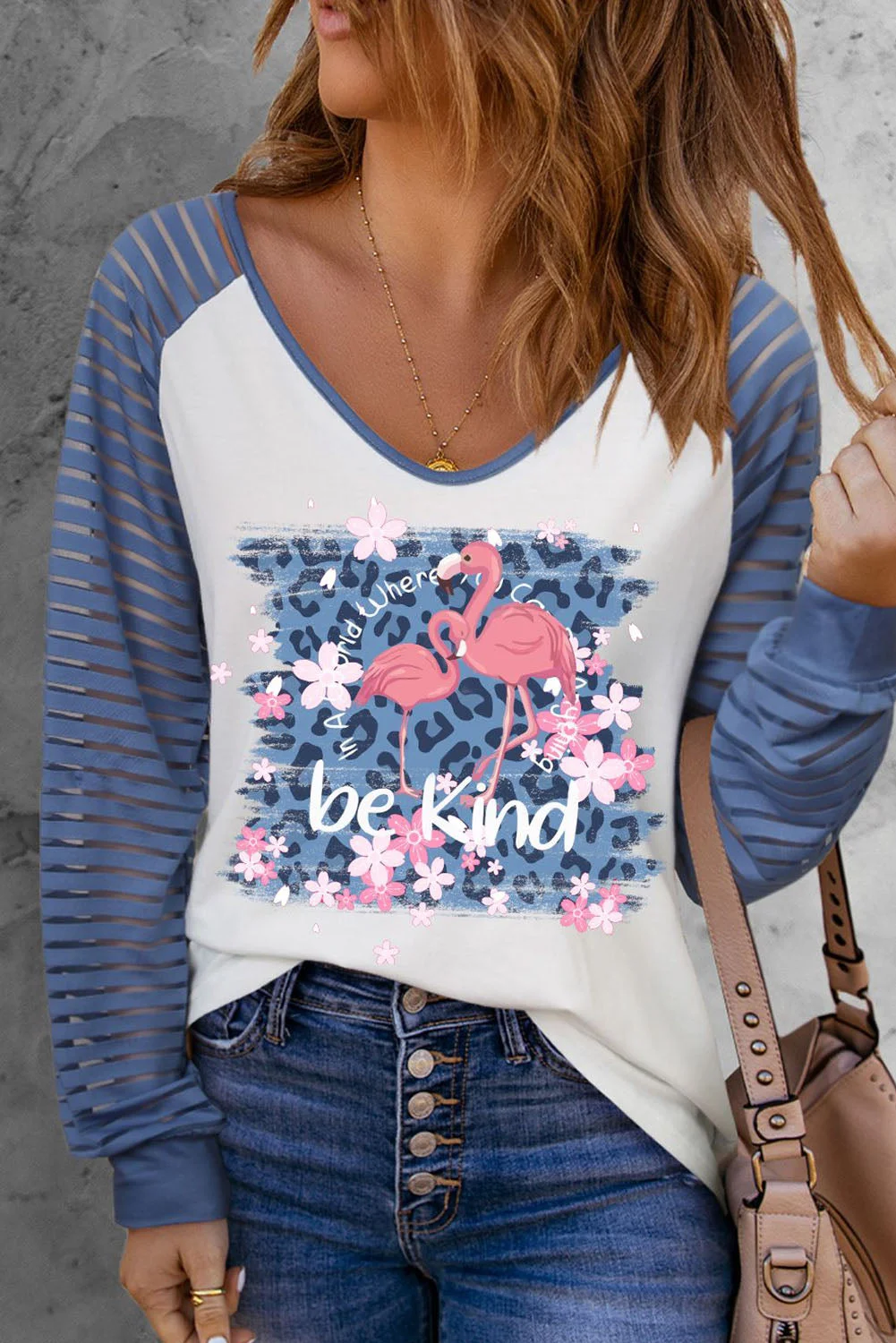 Flamingo Cherry Blossom Long Sleeve Tee
