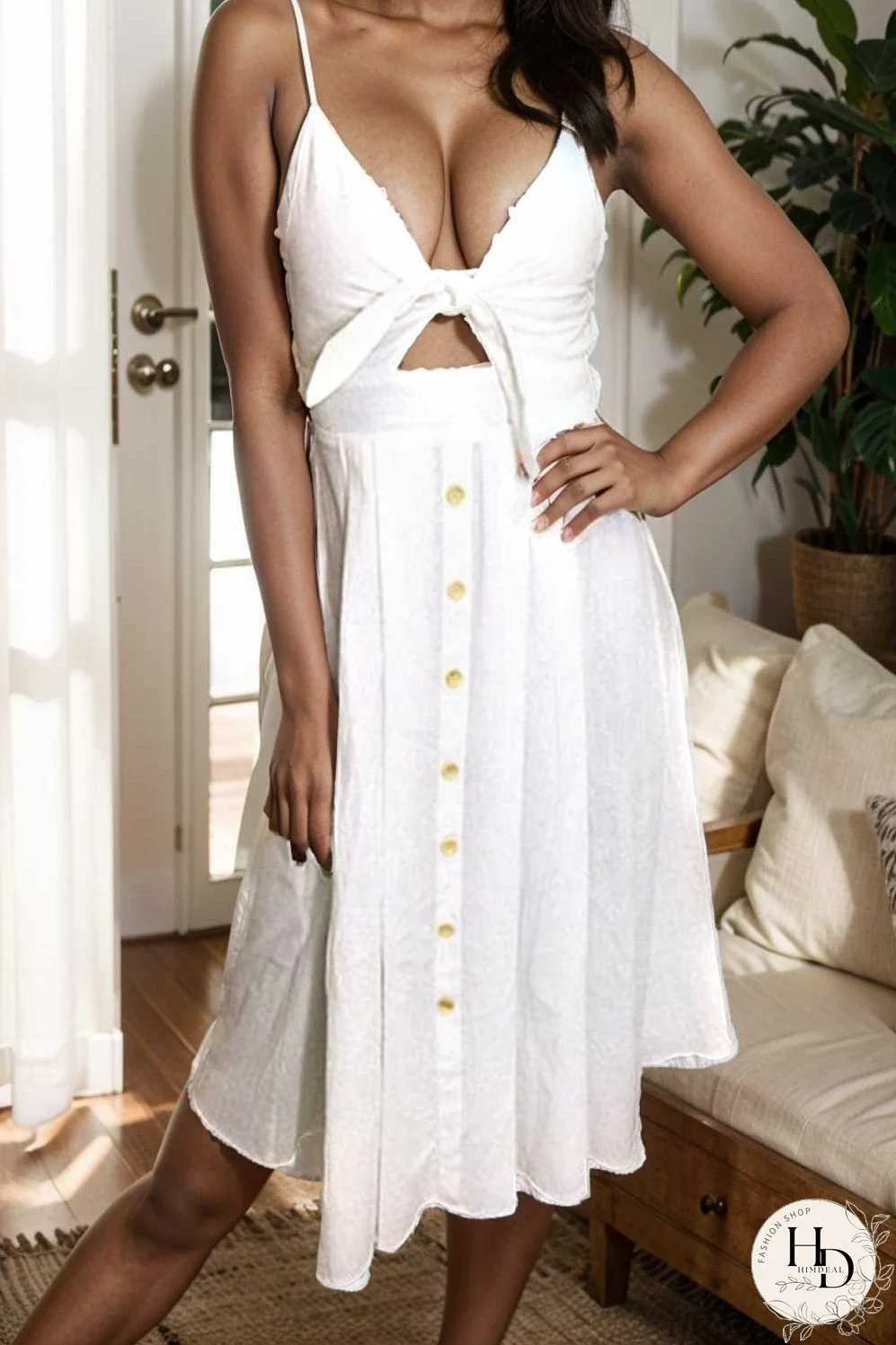 floral v neck tie spaghetti strap beach midi dress