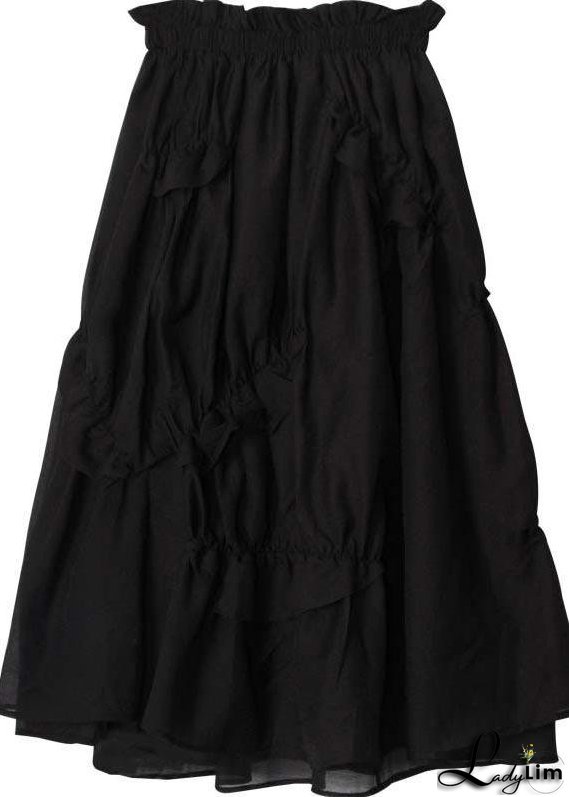 DIY Black Cinched Patchwork A Line Skirt Summer