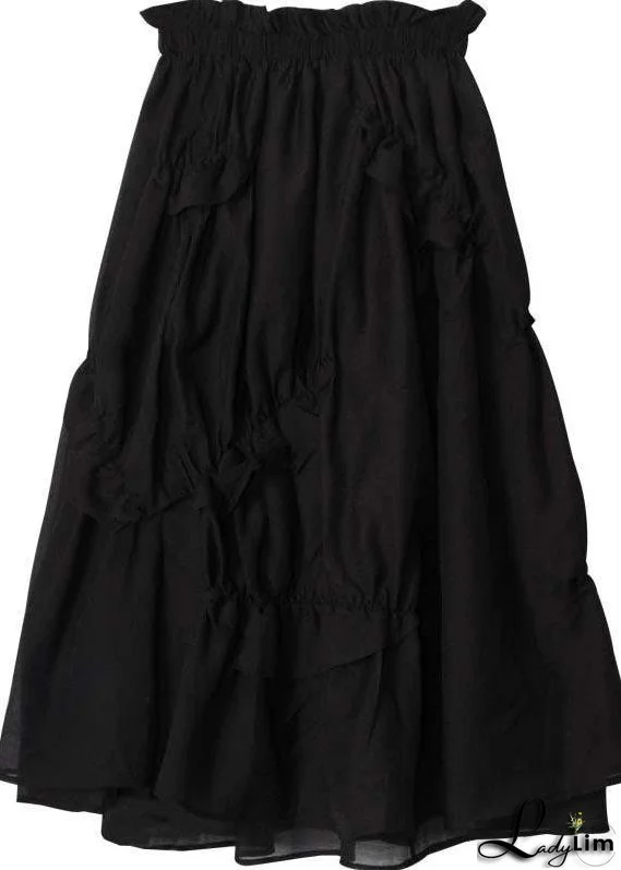 DIY Black Cinched Patchwork A Line Skirt Summer