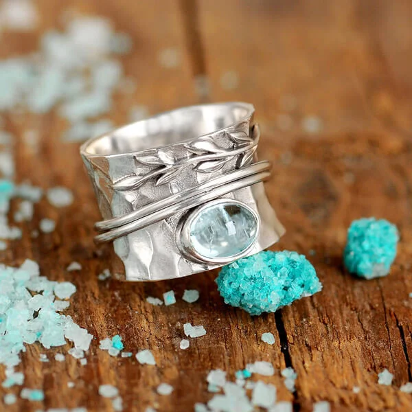 Vintage Turquoise Pattern Rotatable Ring