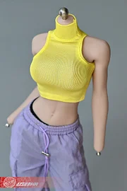 1/6 Female figure tight-fitting shoulder-cut T-shirt bottoming vest clothing model for 12 inch action figure accessories-aliexpress