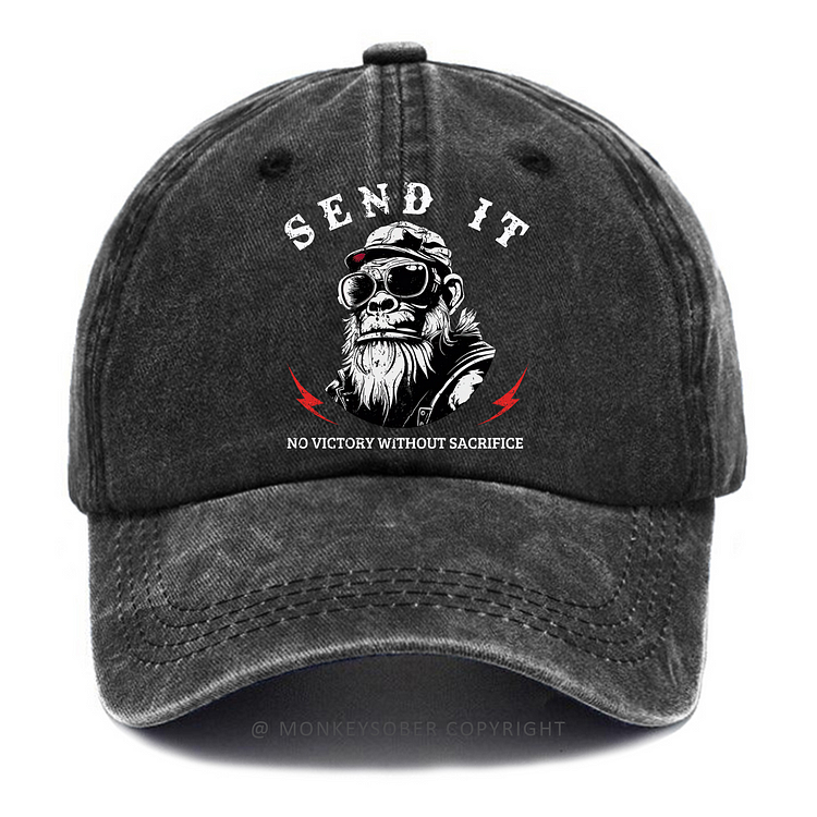 Send It No Victory Without Sacrifice Washed Baseball Caps