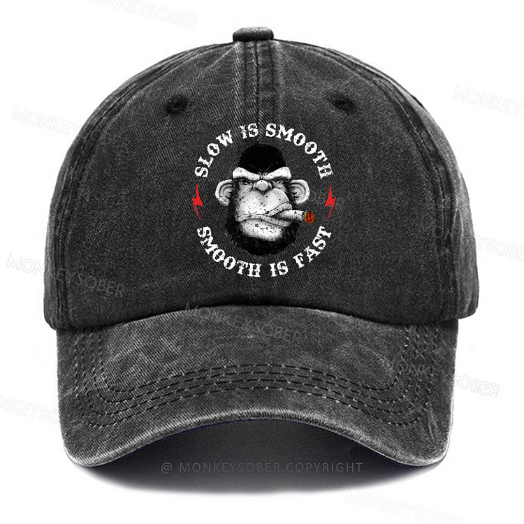 Personalized "Slow is Smooth, Smooth is Fast" Custom Washed Baseball Caps