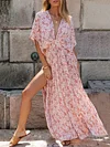 Split-Side Plunging Batwing Sleeves Maxi Dresses