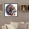 Diamond Painting-DIY Full Round Drill Indian Wolf Head(40*40CM)