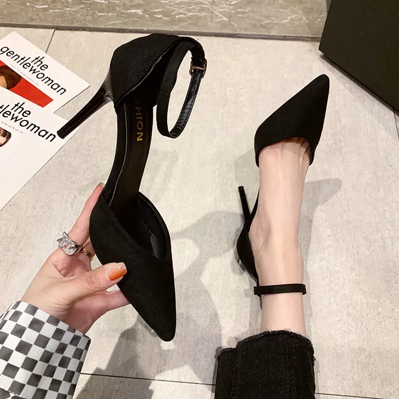 Breakj Breakj Buckle Single Shoe 2025 New Spring And Autumn High Heels Women Pointed Black Fine And Professional OL Women's Trend