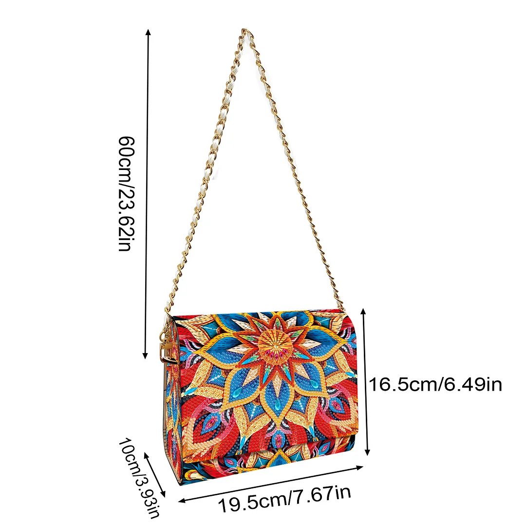 DIY Mandala Diamond Art Wooden Coin Pouch with Chain 5D Diamond Painting Purse
