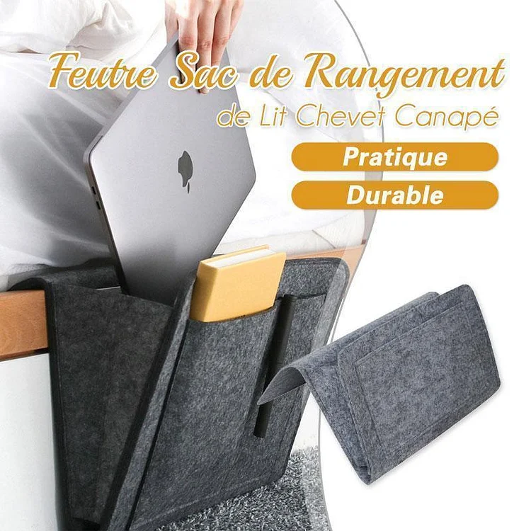 Feutre Sac de Rangement de Lit Chevet Canapé