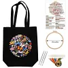 Premium DIY Colored Butterfly Canvas Tote Bag Embroidery Kit with Hoop Frame 32x37cm tapestrymarket